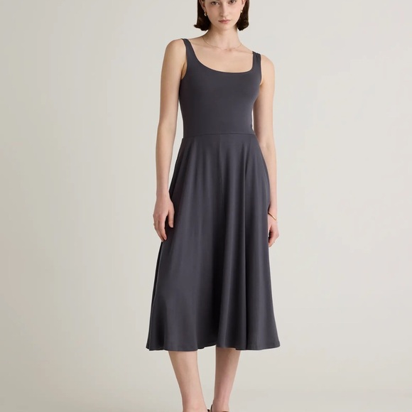 Quince Tencel fit and flare dress L - Picture 1 of 6